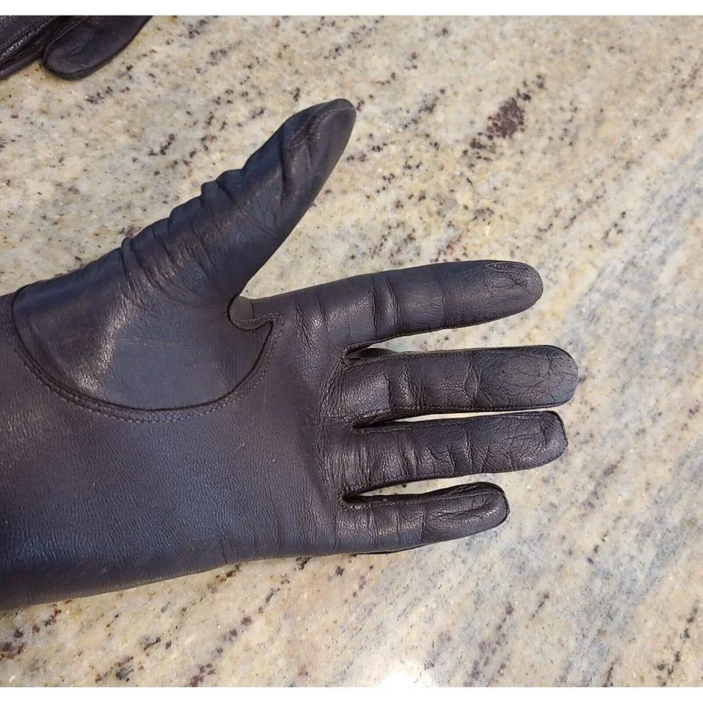 Vintage Size 6.5 Brown Lined Leather Goves . Formal 12